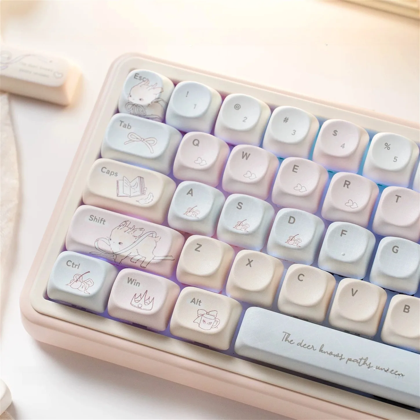 PBT+PC Keycaps 143 Keys Cherry MO Profile Round Keycap Set for 61 68 75 87 108 Layout Mechanical Keyboard