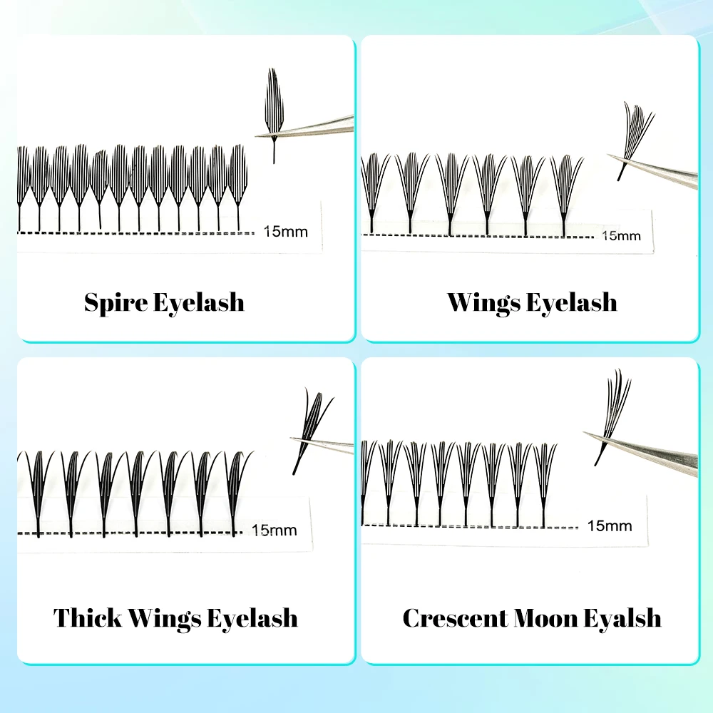 ขนตาปลอม Quewel Premade Spire Fairy Wings แบบอนิเมะ เนื้อนุ่ม ฟู ระยิบระยับ สำหรับต่อขนตา Comic 0.07 C/D Curl Chunk Lash