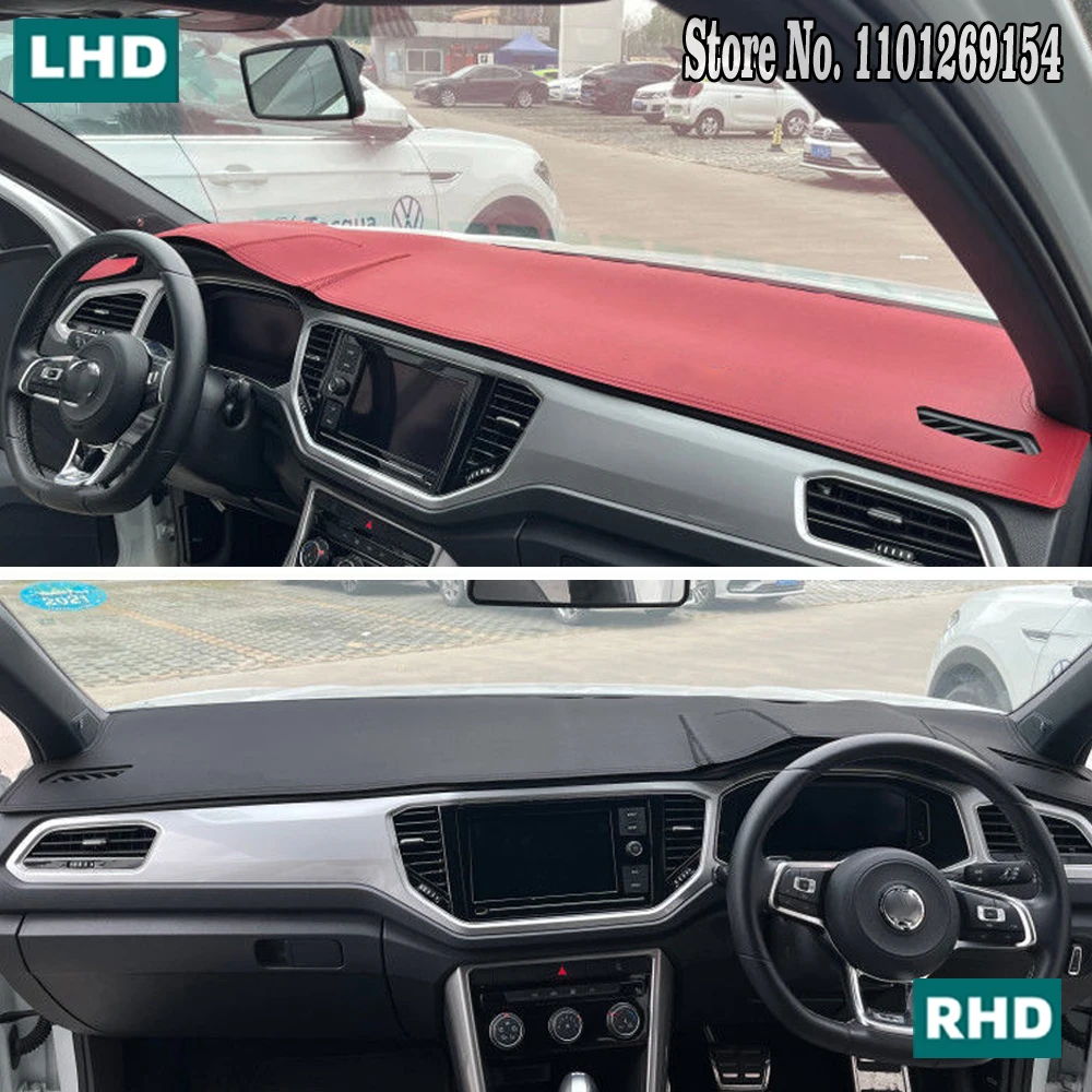 Leather Dashmat Dashboard Cover Pad Dash Mat For Volkswagen VW T-Cross TCross C11 2018 -2023 Accessories Atuo Interior Anti-slip