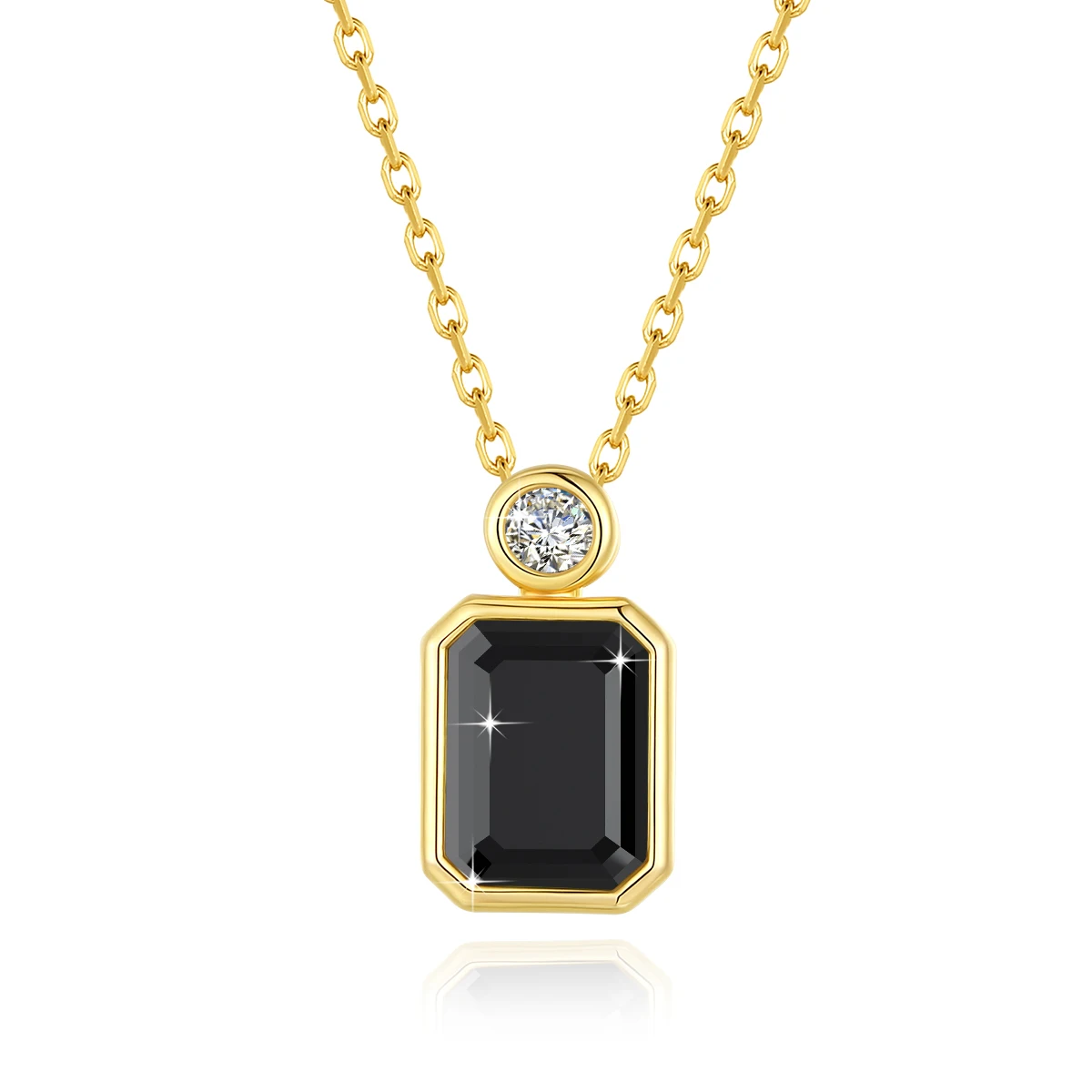 

Natural Black Moissanite 14k Gold Necklace Real Gold 6*8mm Emerald Cut Women AU585 K Gold Pendant Luxury Trend Wedding Jewelry