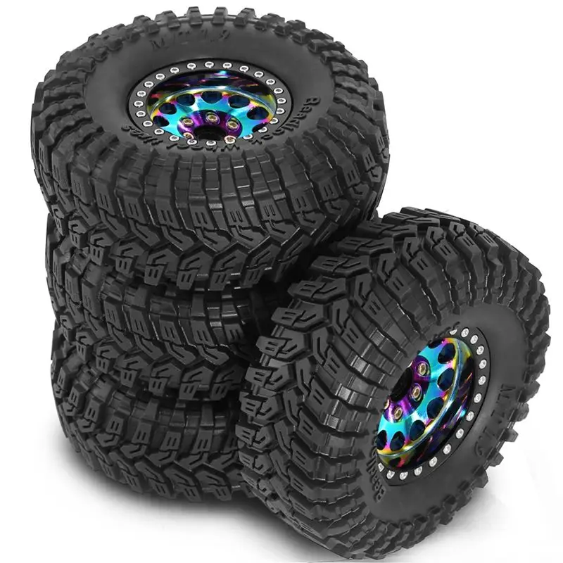 AS96-4PCS 1.9 Metal Beadlock Tires Claw Mud Terrain Wheel Tires For FCX10 Axial SCX10 Pro SCX10 UTB18 TRX4