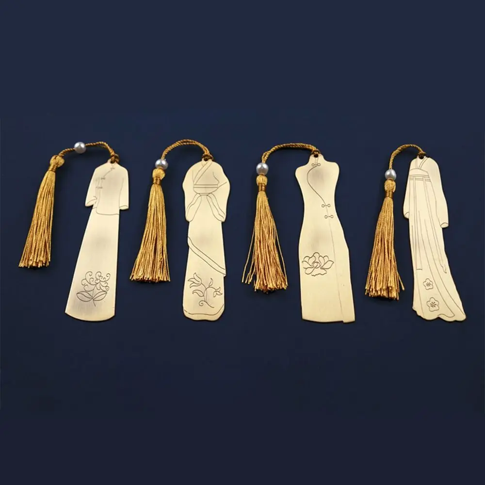 

Paginator Chinese Style Birthday Gift Gift Boxed Bookmark Lute Tassel Reading Marks Book Page Marker Antique Cheongsam Bookmark