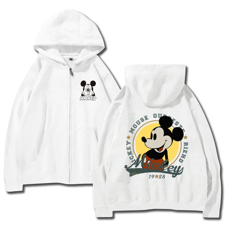 Fashion Trends Disney's Mickey and Minne Cartoon Anime periphery Women's Zipper Hoodie Autumn and Winter Couple's Zipper Hoodie