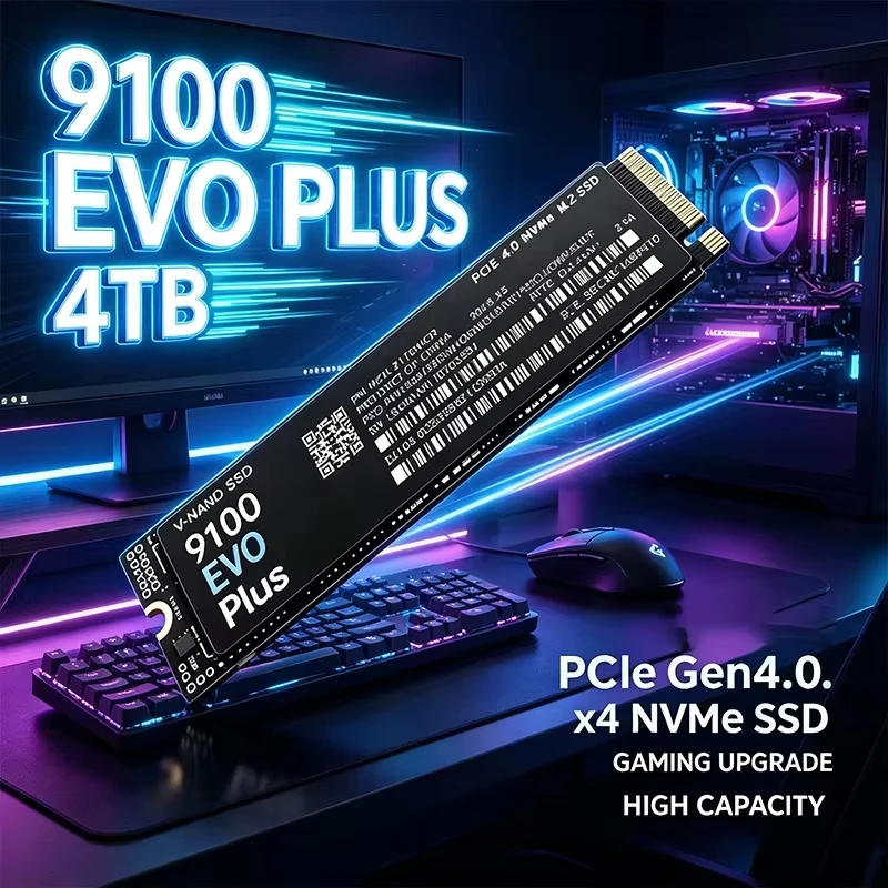 9100 EVO Plus PCIe4.0 M.2 2280 NVMe SSD, SSD interno de alta velocidade, 1 TB, 2 TB, 4 TB, para PS5, portátil, computador de mesa, unidade de jogos.