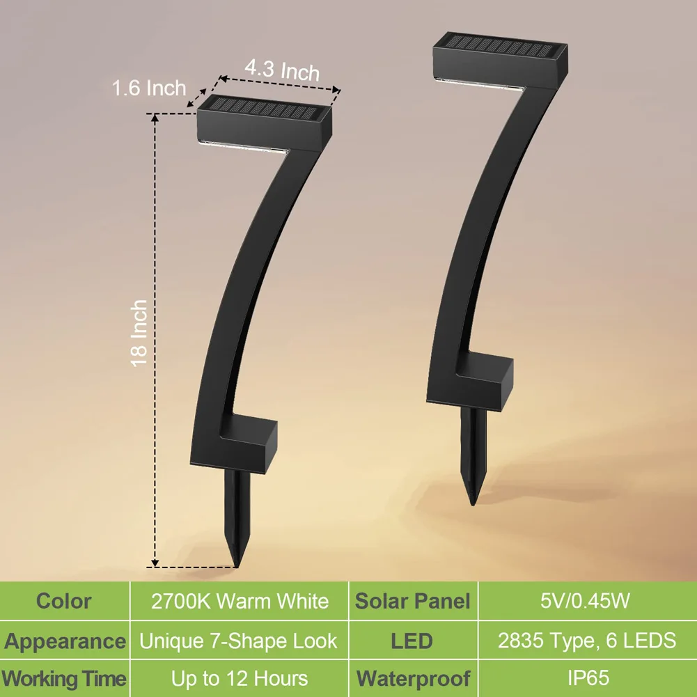 Outdoor Solar Pathway Lights, lâmpada LED de 7 formas, luzes de garagem à prova d'água para decoração do quintal, Auto On and Off, Garden, 4 Pack