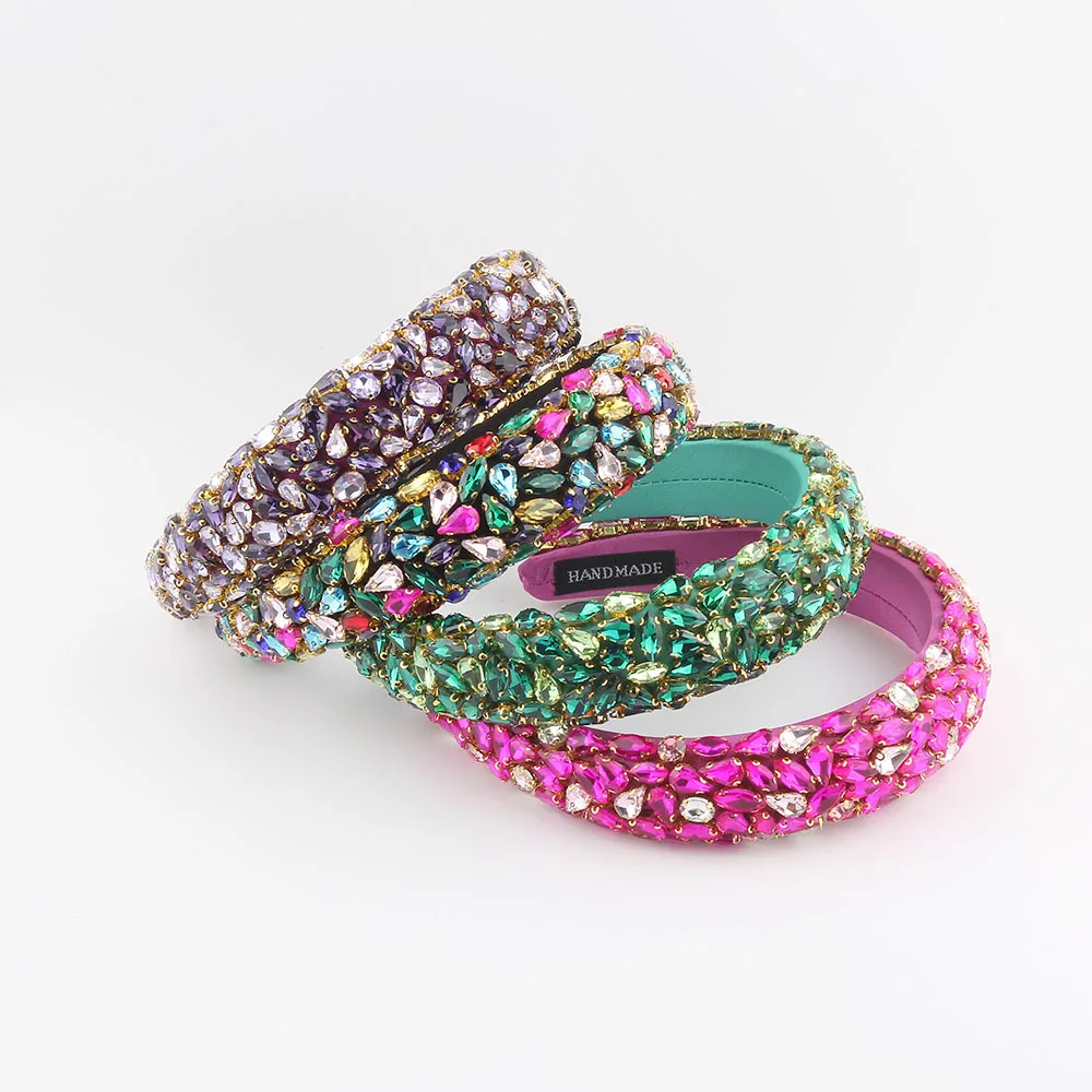 

Luxury Sponge Headband For Women Fashion Designer Retro Wide Rhinestone Hairband Hair Accessories Elegant Hair Hoop Headwear