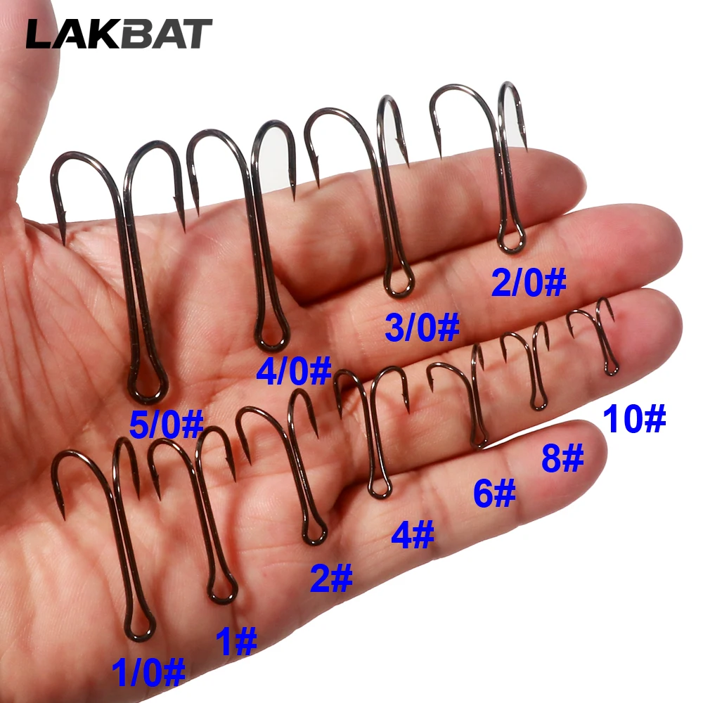 LAKBAT 20pcs Boxed Long Shank Double Hook Fishing Tackle For Soft Lure Fly Angling Tack Tying Duple Hook Jig Bass Freshwater Fis