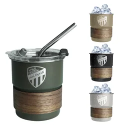 304 Stainless Steel Beer Mug Kingdom of Saudi Arabia Logo 300ml Coffee Mug with Cover Lid Straw For Outdoor Camping Wholesale
