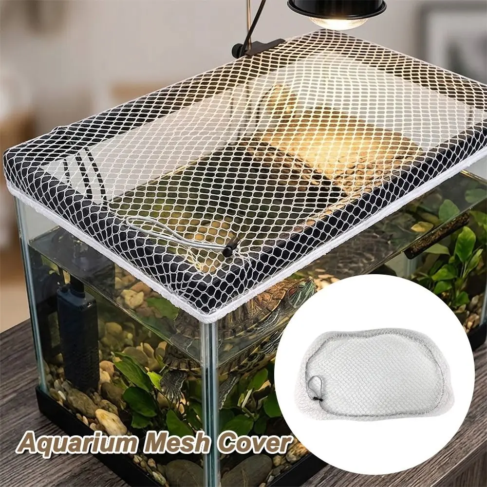 Universal Turtle Tank Anti Escape Net Anti Bite Nylon Aquarium Mesh Cover Breathable Mesh Stretchable Tank Protective Net