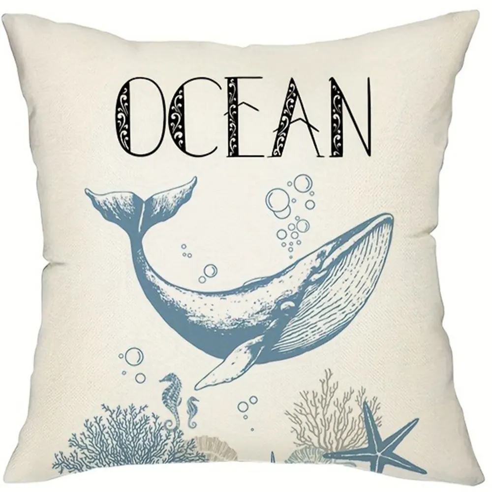 Marine life theme Double-sided Printed pillow cover Short plush Suitable living rooms bedrooms sofas throw cushion cover