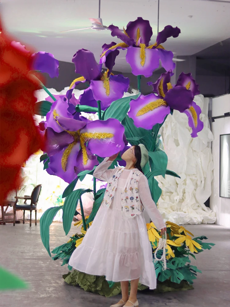 Iris Paper Flower Wedding Dress Shop Window Decoration and Arrangement Activities Outdoor Beauty Scenes