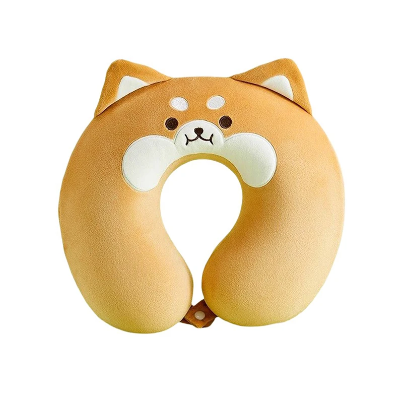 MINISO Shiba Inu neksteunkussen van traagschuim, schattig cartoon ontwerp, ideaal voor onderweg, in de auto, op het vliegtuig, op kantoor of als cadeau voor een dutje.