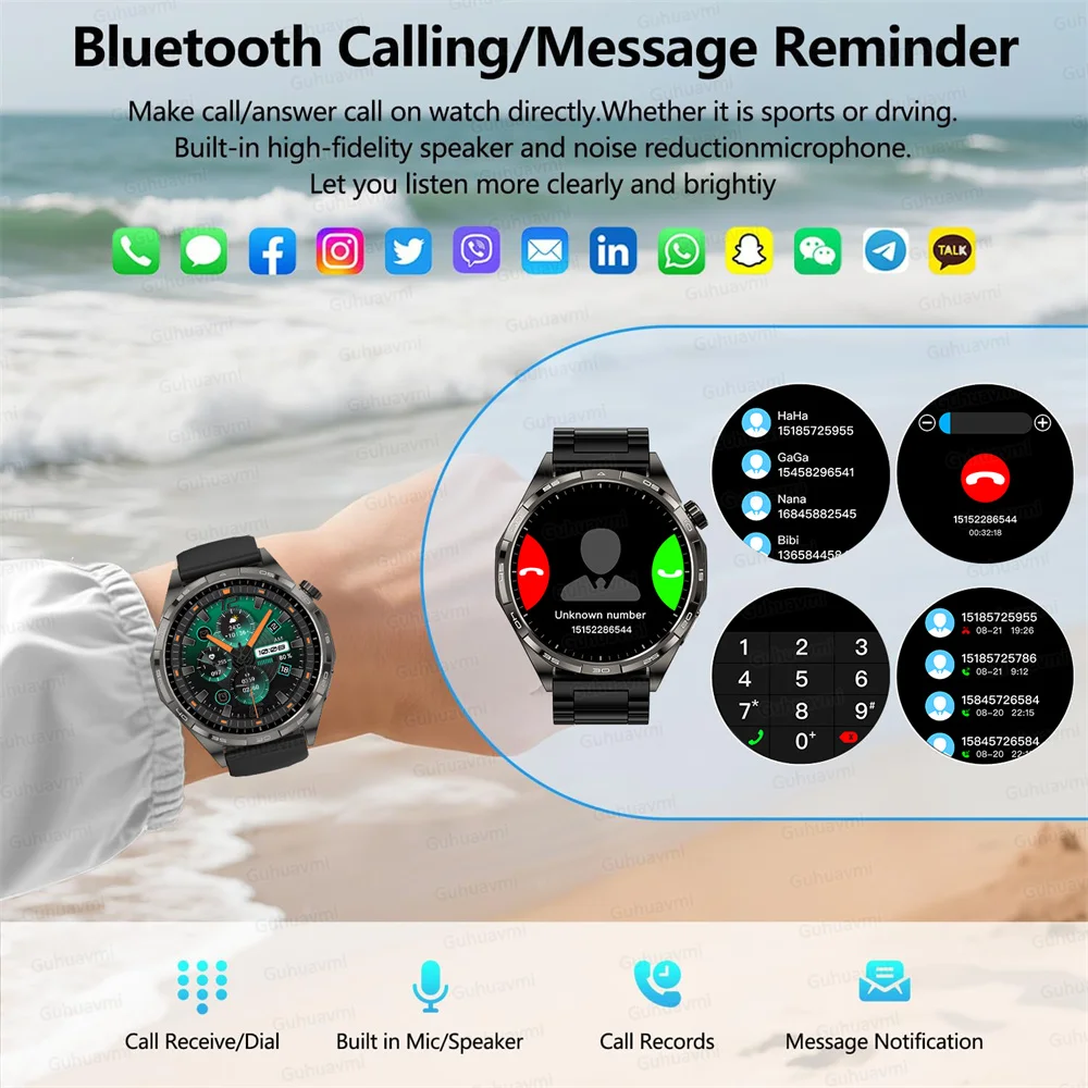 2026 Smartwatch Men women HD AMOLED Screen GPS Motion Track Heart Rate Bluetooth Call IP68 Waterproof Smartwatch For Watch 6 Pro