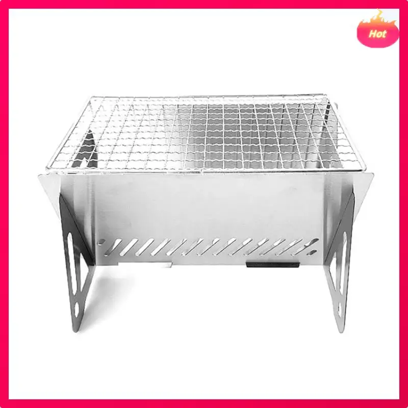 

Многофункциональная 2-модельная портативная уличная складная карточная печь из нержавеющей стали, печь для барбекю, дрова, принадлежности для кемпинга, угольная печь