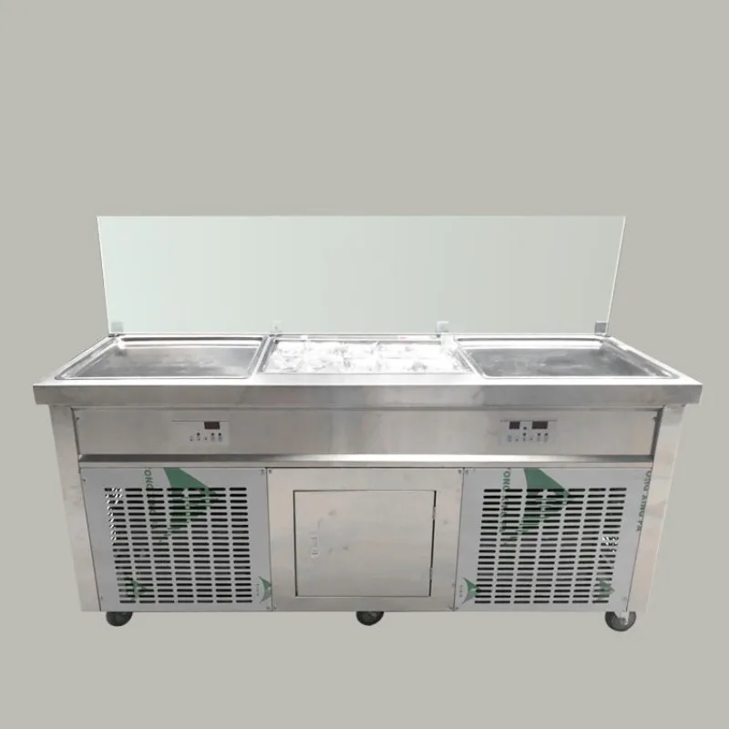 2024 Double Pot Frozen Ice Cream Machine Commercial Food Grade Fried Yogurt Machine Fruit Yogurt Roll Machine