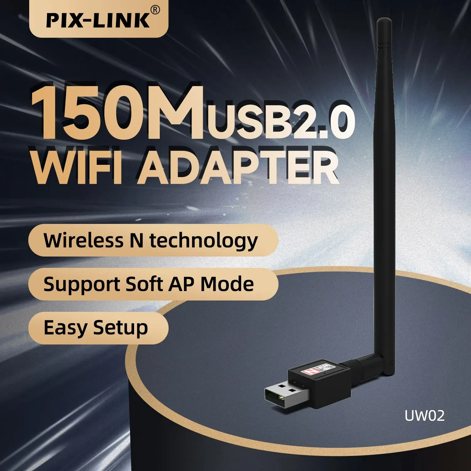 

PIX-LINK UW02-5DB Мини-USB-адаптер Wi-Fi Набор микросхем RTL8188 Wi-Fi-адаптер 2DB Антенна Ethernet WiFi-ключ Сеть 2,4G для ПК