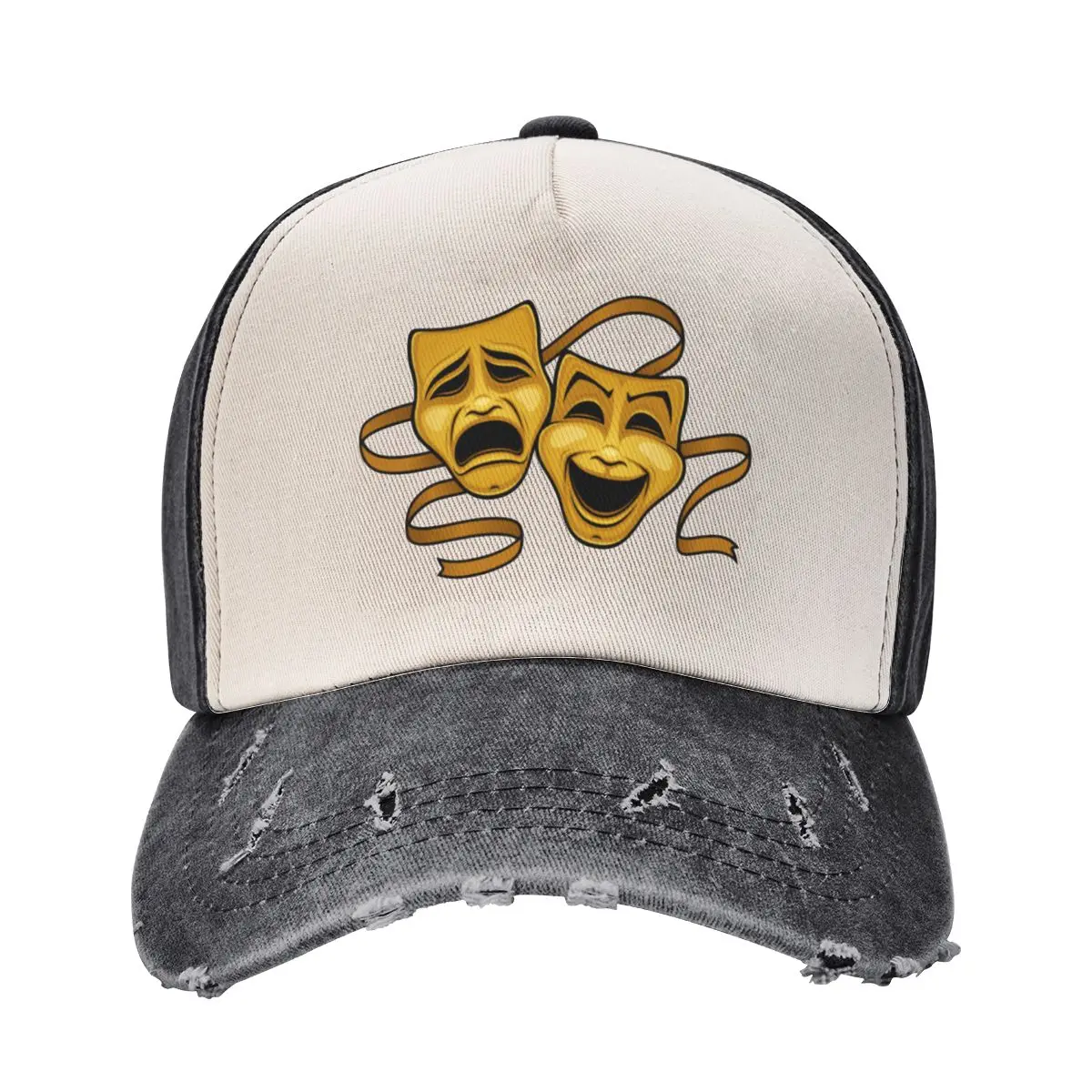 Gold Comedy And Tragedy Theater Masks Baseball Cap Golf Hat Man black Women's Golf Wear Men's