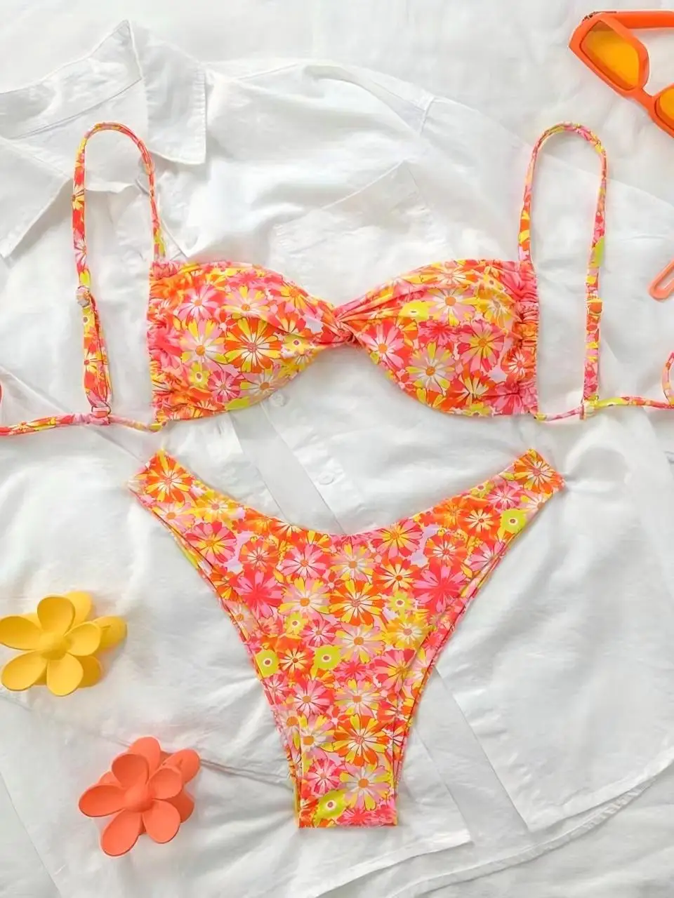 

2026 Printed Two Piece Bikini Women Swimwear Female Padded Swimsuit Beachwear Bathers Bathing Swimming Swim Suit Summer