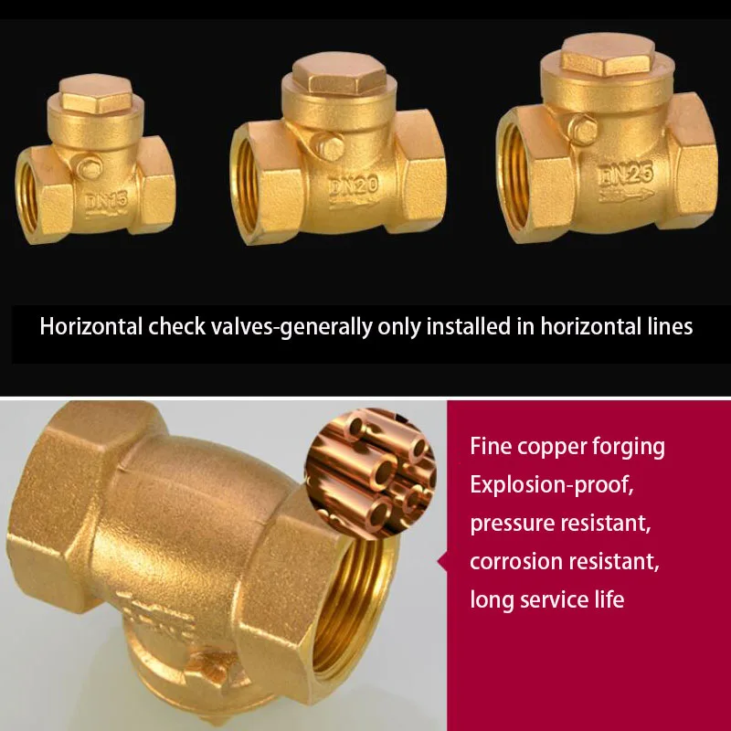 All Copper1/2" 3/4" 1"Vertical Check Valve Spring Check Valve Internal and External Horizontal Check Copper Rod Water Stop Valve