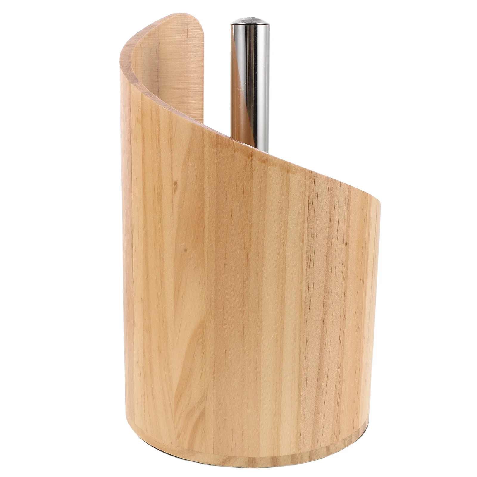 

Wooden Paper Towel Holder Countertop Brown Wood Base Metal Post Anti-Slip Roll Organizer For Kitchen Bathroom Living Room