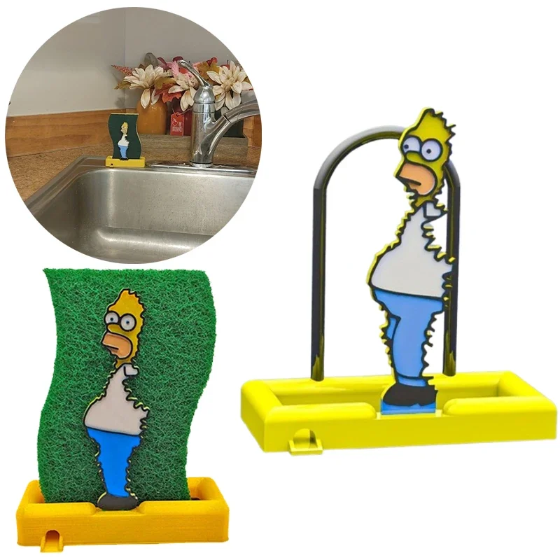 Escurridor de esponja Simpsons, escurridor de esponja de jabón personalizado, escurridor de fregadero de cocina, organizador de esponja, estante de suministros de cocina, regalo
