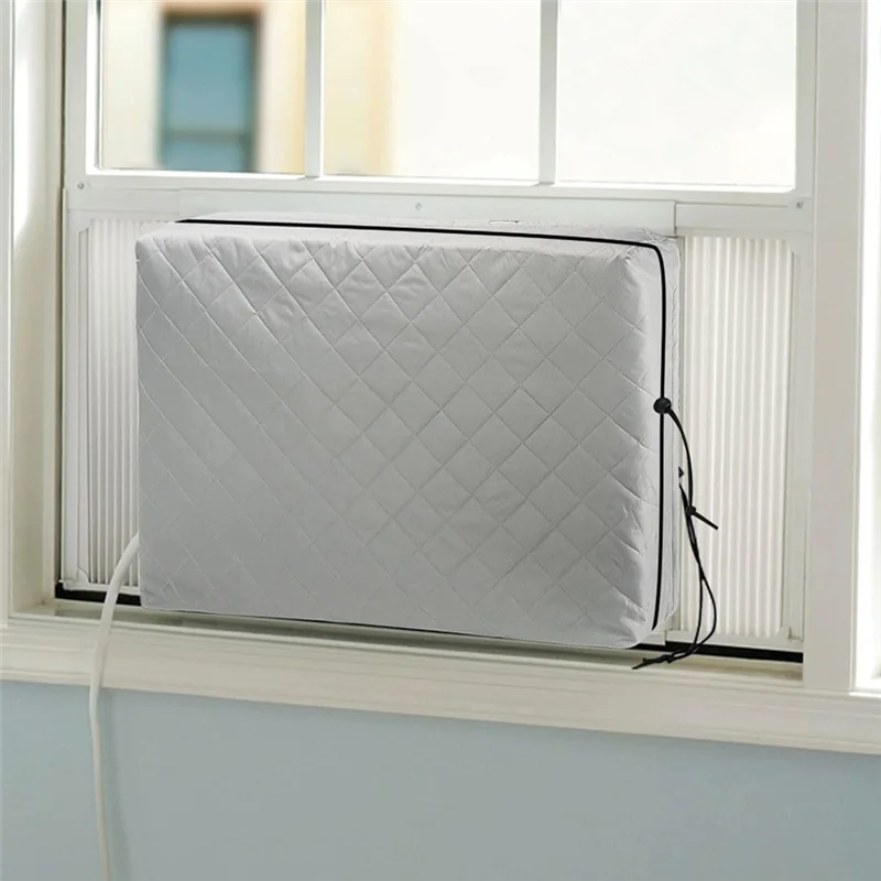 AA01-Cubierta de aire acondicionado interior, cubierta de ventana de unidad de CA para aislamiento doble interior con cordón elástico 21Lx15hx3.5D pulgadas