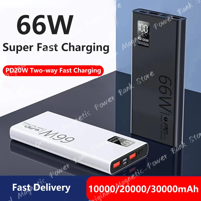 Original Brand 66W 30000mAh Fast Charger Power Bank Portable Battery Charger USB Two-way Fast Charging for iPhone Xiaomi Samsung