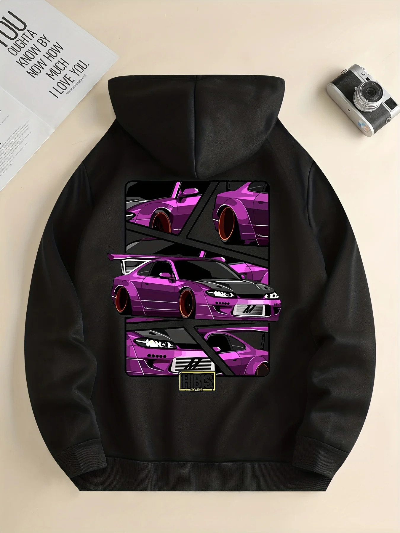 

Spring and autumn New Fashion Men's Hoodie Casual Daily Drawstring Hooded Sweatshirt Car Print Front Kangaroo Pocket Clothing