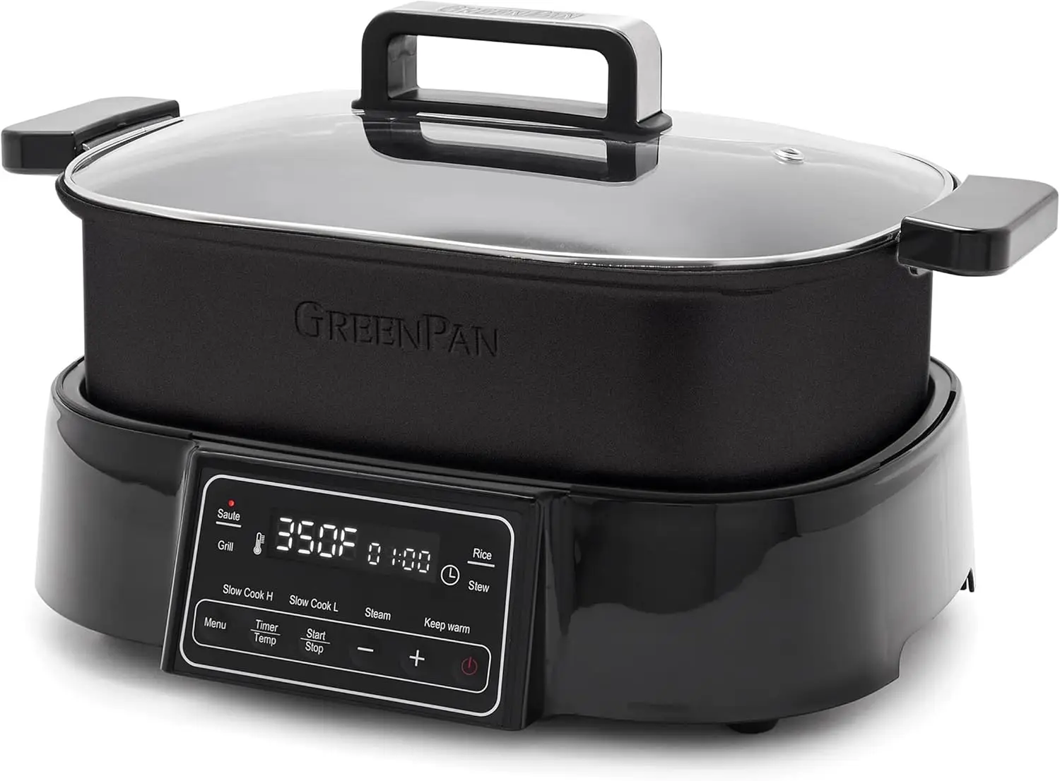 Grill & Slow Cooker, 8-in-1 Presets to Saute,Steam, Grill, Stew, Stir-Fry,Heat, & Cook Rice, Healthy Ceramic Nonstick