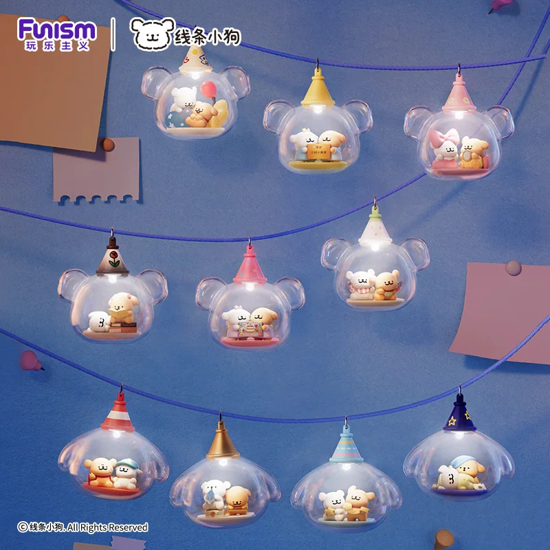 Funism Blind Box Line Dog Figurine Night Light Cute Desktop Ornament Collectible Toy Couple Gift For Home Room Decoration view 2