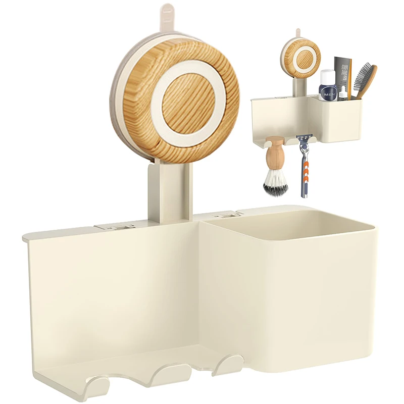 

3 In 1 Razor Holder For Shower, Suction Cup Shower Caddy With Storage Box For Mousse,Facial Cleansers,Razor Blade