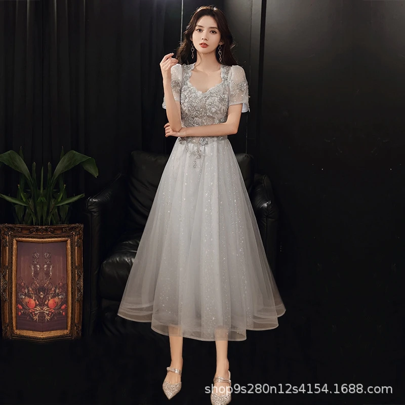 

2022 New Elegant Banquet Party Evening Dresses Sexy Wedding Temperament Long Dress