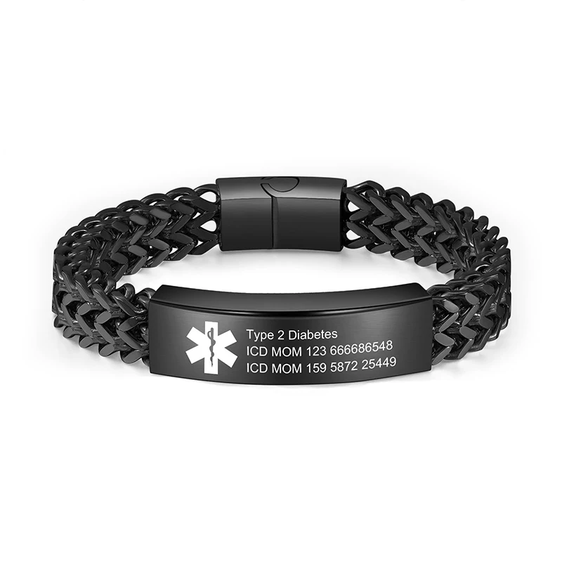 

Custom Emergency Medical Alert Bracelet Engraving Medical Alert text Titanium Steel Medical ID Waterproof Bracelet for Men Women
