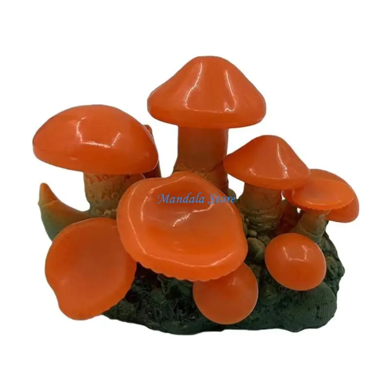 

U2JC Delicate Mini Mushroom Terrarium Mushroom Clump Naural Appearance Aquarium Decor for FishTank Habitat Decor Simulation M