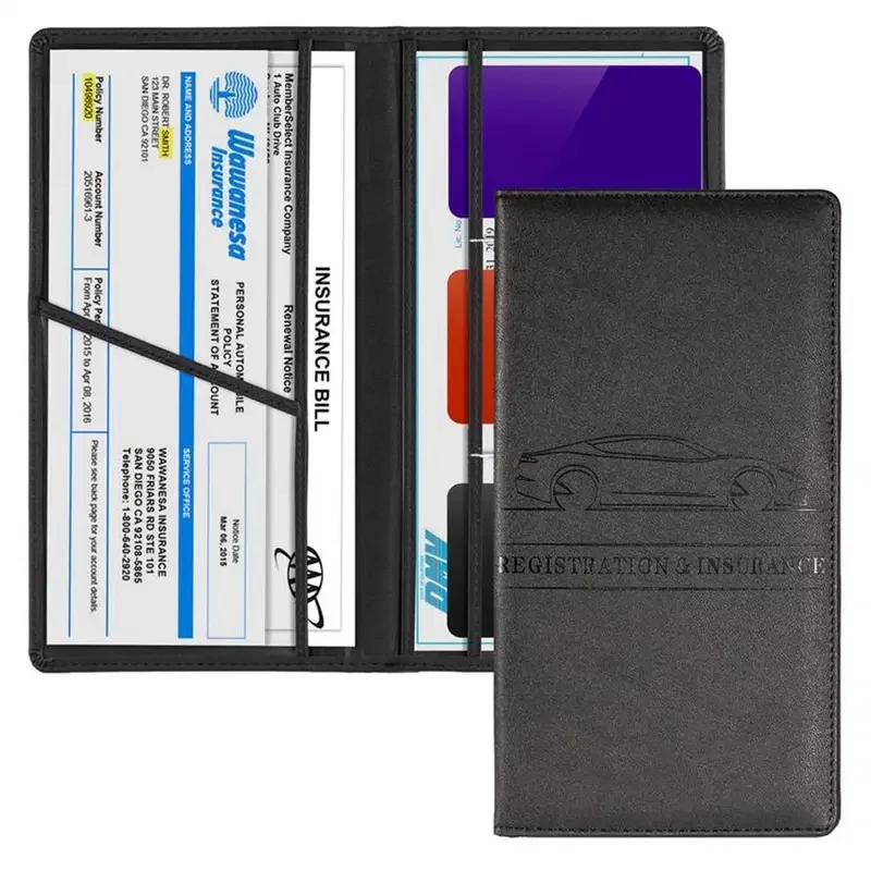 

Car Registration Insurance Holder Leather Men Driving License Cover Auto Documents License Storage Bag Credit Card Holder