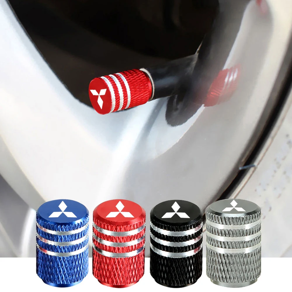 Aluminum Alloy Car Wheel Tire Valve Caps Tyre Rim Stem Covers Airdust Waterproof For Mitsubishi Asx Lancer Outlander Pajero