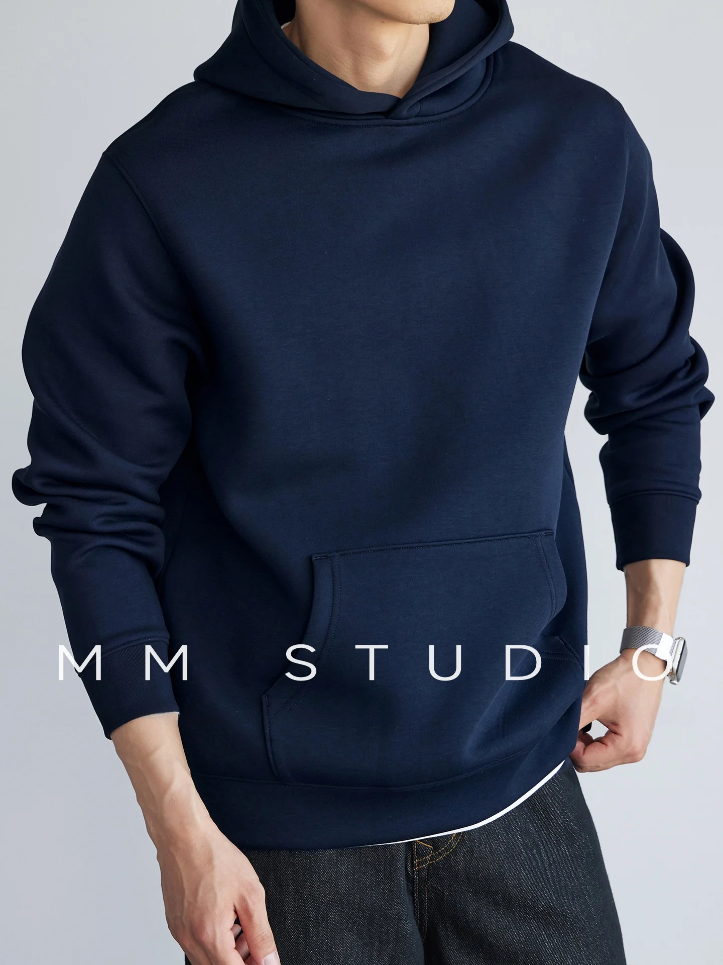Lanjean Modal Cotton Blend Hoodie Men's Casual Commute Top Breathable Air Layered Sweatshirt Standard Fit Long Sleeve Hooded