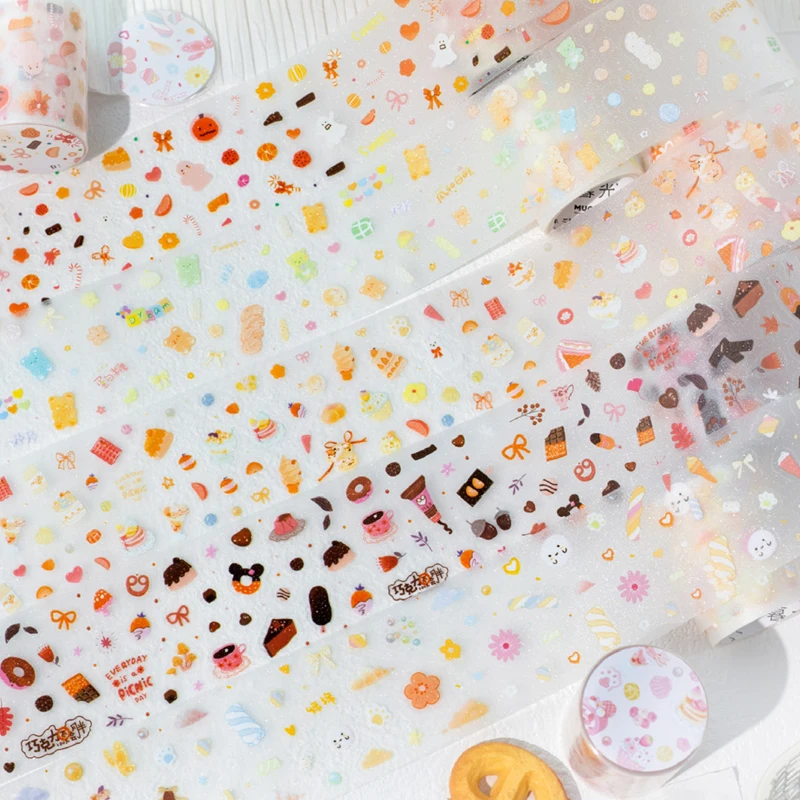 

5 rolls of cute collector series PET glitter die-cut adhesive tape DIY scrapbook collage scrapbook photo frame mobile phone case