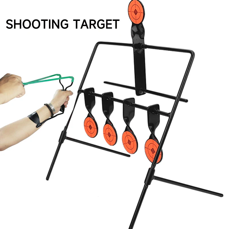 Manganese Steel Shooting Target Slingshot Shooting Training Rotating Outdoor Practice Target Stands for Airsoft Air Rifle Pistol