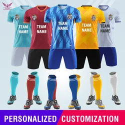 Conjunto de camiseta de fútbol personalizada para hombre y niño, uniforme de entrenamiento de equipo de fútbol de secado rápido con logotipo impreso, personalizado