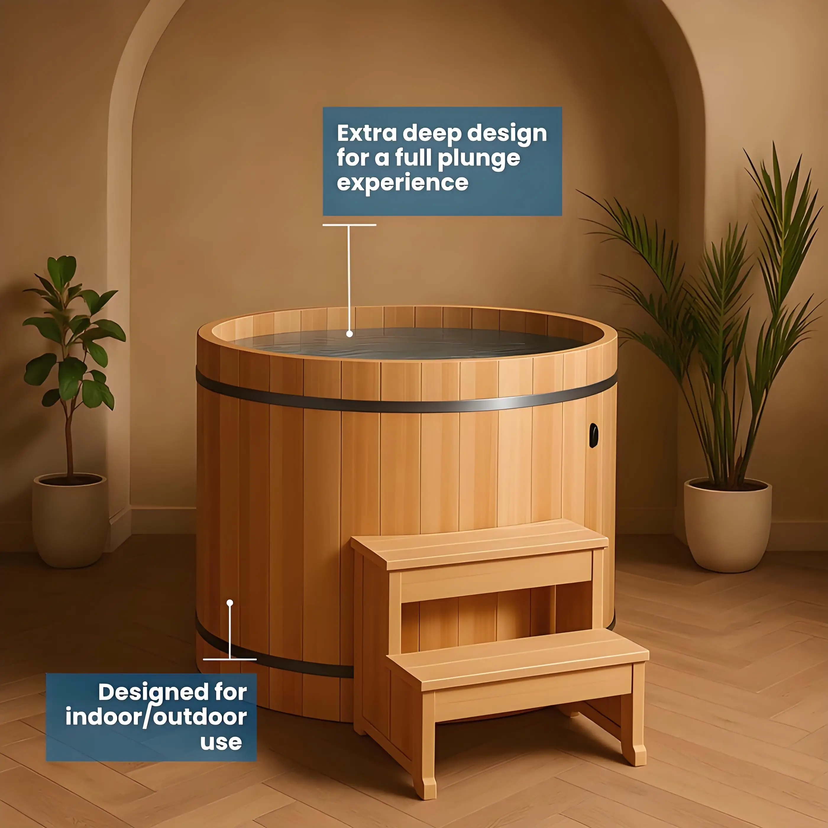 Premium Wooden Outdoor Spa Tub Cold Plunge Pool Complete Chiller System Ice Barrel Bath For Backyard Outdoor Usage Comfortable