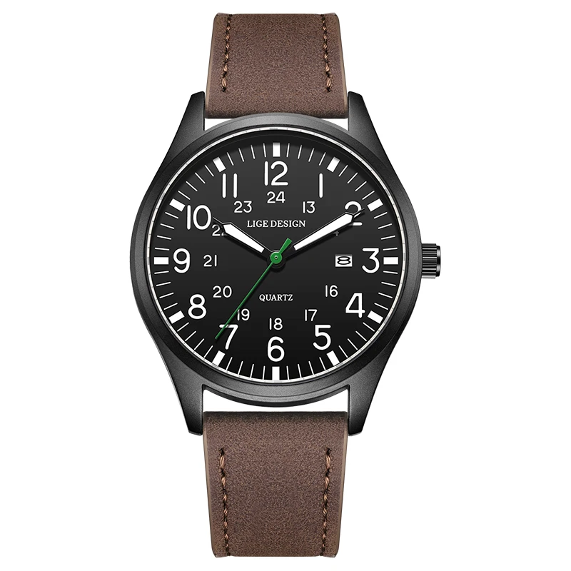 LIGE Top Marke Luxus Männer Quarzuhr Datum Nylon Leder Wasserdicht Leucht Militär Sport Uhren Für Männer relogios masculino 7