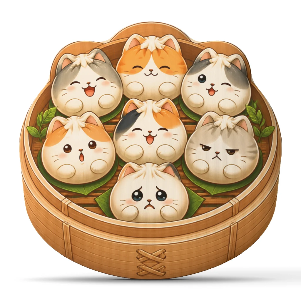 Cat Dumpling Steamer Shaped Throw Pillow Cute Kawaii Kitty Cushion Stuffed Plush Home Decor Cat Lover Gift for Sofa