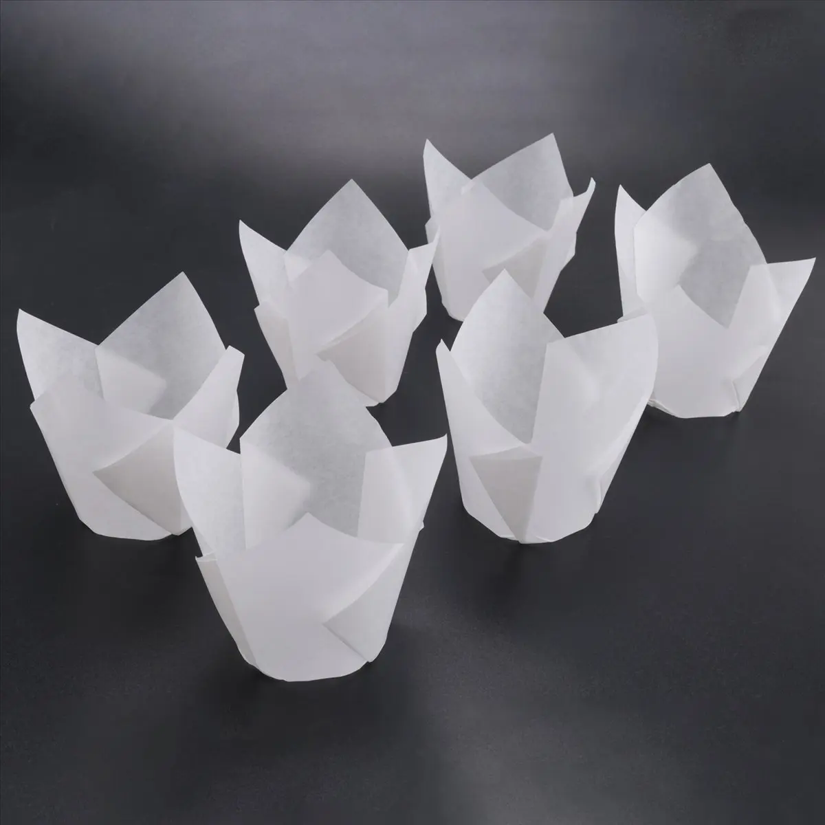 finefine 50 Pcs Tulip Cupcake Liners,Tulip Baking Paper Cupcake & Muffin Liners Unbleached Baking Cups Cupcake White