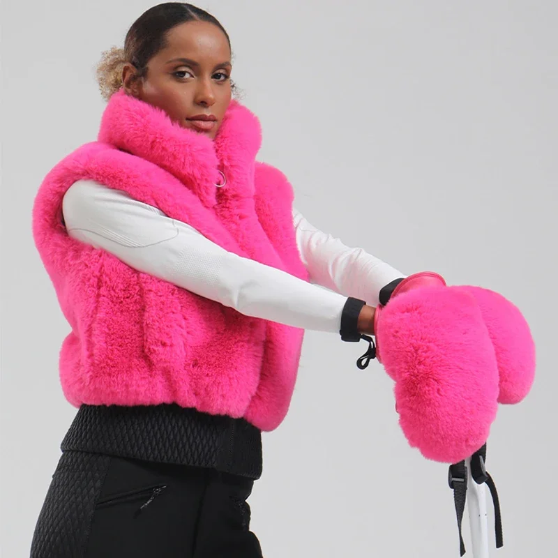 Outdoor Sport Mountain Damskie rękawice snowboardowe Zimowe ciepłe damskie rękawice narciarskie ze sztucznego futra Wiatroszczelne motocyklowe damskie rękawice śnieżne