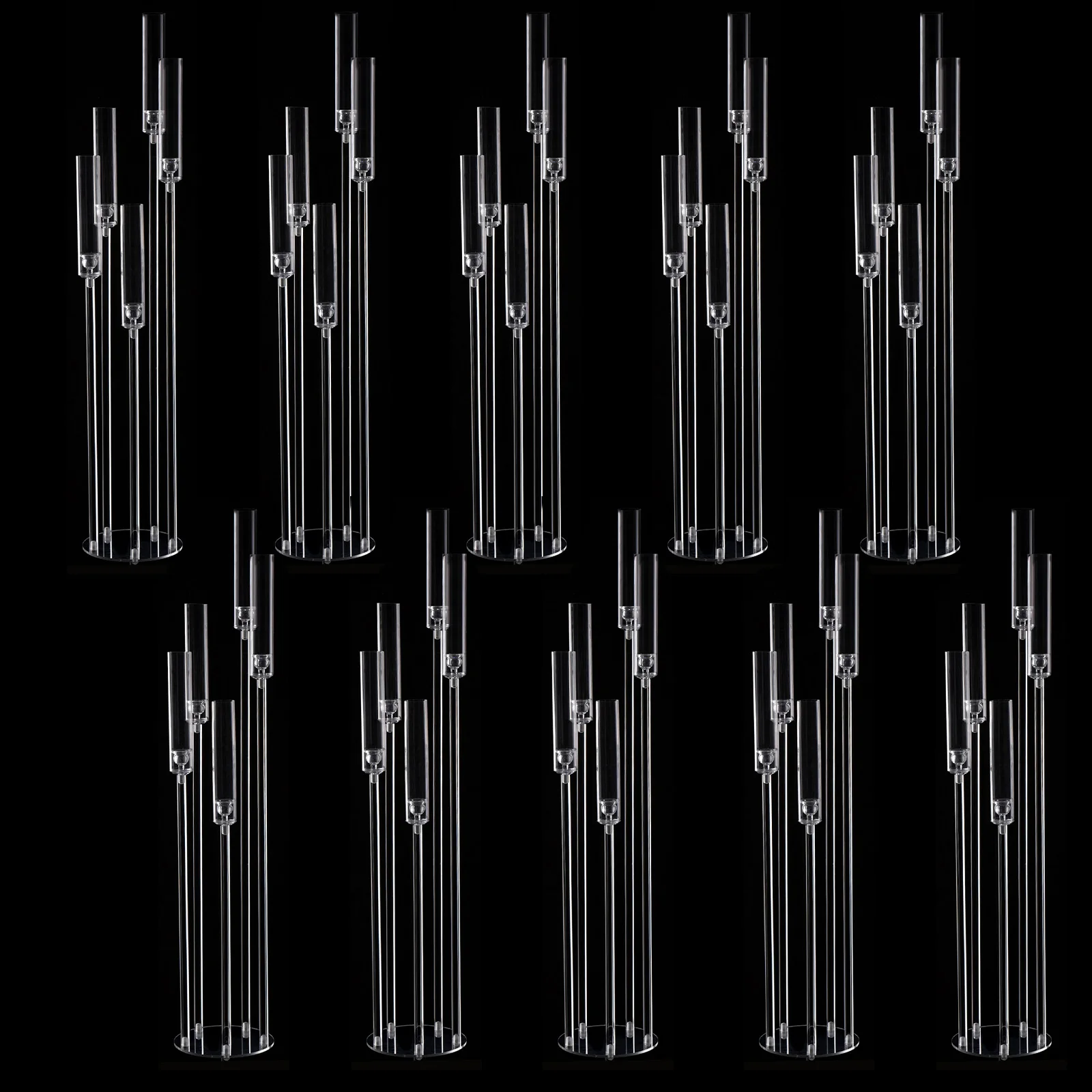 Tall Candlestick Holder for Wedding Table Centerpiece Ceremony Party Home Decoration 10PCS Clear Acrylic Floor Candelabra 5 Arm