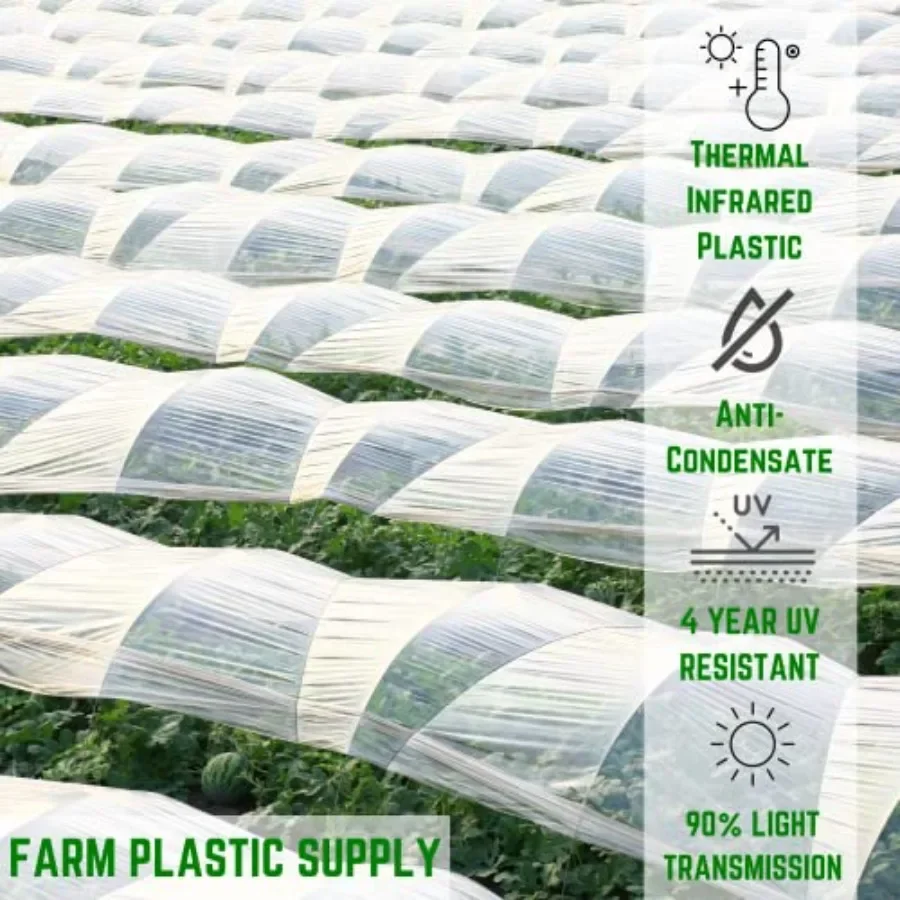 Clear IRAC Greenhouse Plastic Sheeting - 6 Mil - 60' - 4 Year UV Resistant Infrared Anti-Condensate Green House Covering Therma