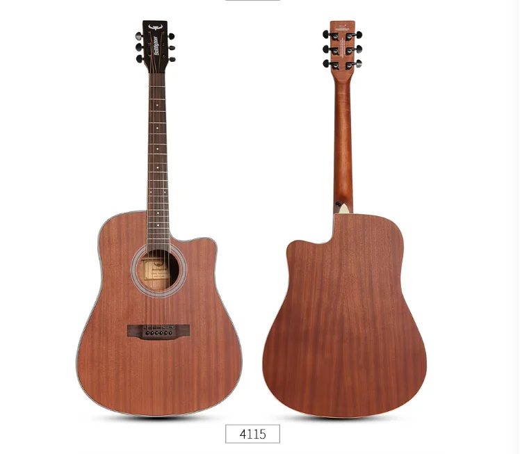D 4015/4115 Akustikgitarre, Vollständig aus Sapele-Holz, Hals, Palisander-Griffbrett, für Anfänger & OEM – Detail 10