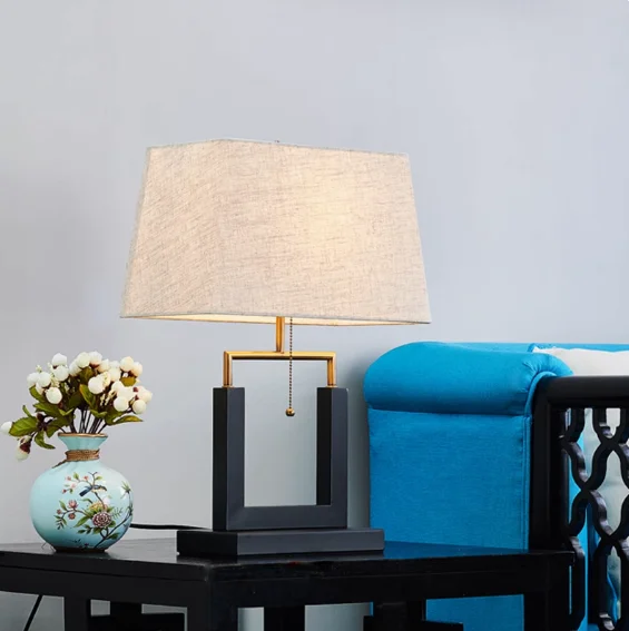 New Style Modern European Desk Lamp Square AC E14 Dimmable High-end Design for Living Room Master Bedroom Bedside Table Fabric