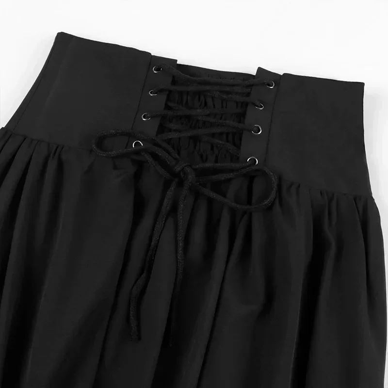 European And American Women Medieval Retro Gothic Lace Up Skirt